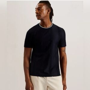 Ted Baker London Crew Neck Short-sleeved Shirt Men's Navy Blue Size 5